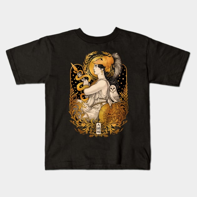 PALLAS ATHENA Kids T-Shirt by Medusa Dollmaker